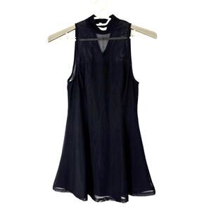 Minkpink Black Skater Mini Dress Halter Mesh Fit Flare Medium Goth Grunge Punk